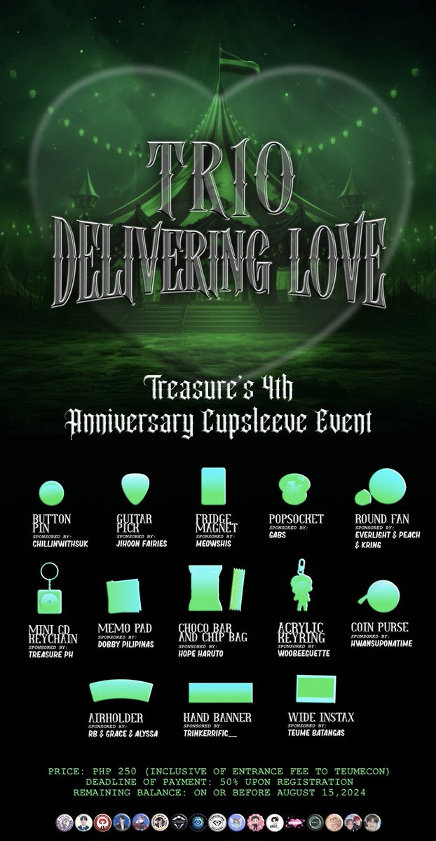 Here we gooo 🎶 

Come and celebrate TREASURE’s 4th Anniversary with our exclusive cup sleeve event at the PH TeumeCon 2024 ☕️ 

💵 Php 250 (inclusive of entrance fee to TeumeCon)
🔗 tinyurl.com/TR10Delivering…

TR10 DELIVERING LOVE
#PHTeumeCon2024
#TREASURE #트레저
<a href="/treasuremembers/">TREASURE</a>