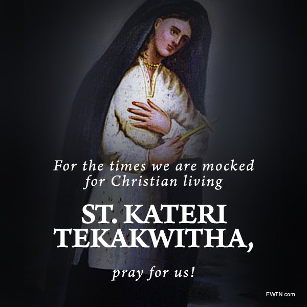 EWTN's tweet photo. On July 14, the Church celebrates the Memorial of St. Kateri Tekakwitha, the first Native American to be canonized. Known as the "Lily of the Mohawks," Kateri lived a life of holiness and virtue, despite obstacles and opposition within her tribe.

https://t.co/xYPMa97qwW https://t.co/wlA2uZEitf