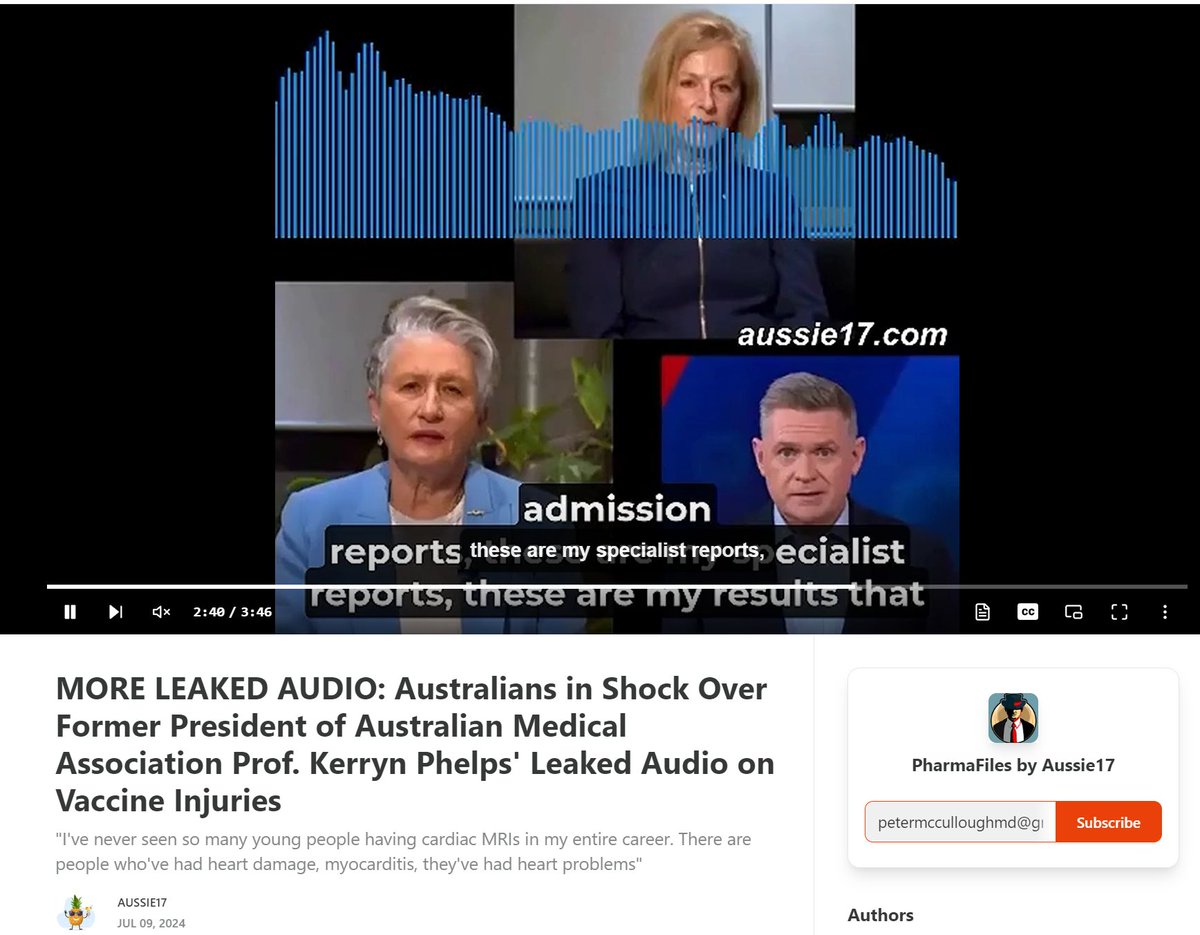 P_McCulloughMD's tweet image. MORE LEAKED AUDIO: Australians in Shock Over Former President of Australian Medical Association Prof. Kerryn Phelps&apos; Leaked Audio on Vaccine Injuries

&quot;I&apos;ve never seen so many young people having cardiac MRIs in my entire career. There are people who&apos;ve had heart damage,…