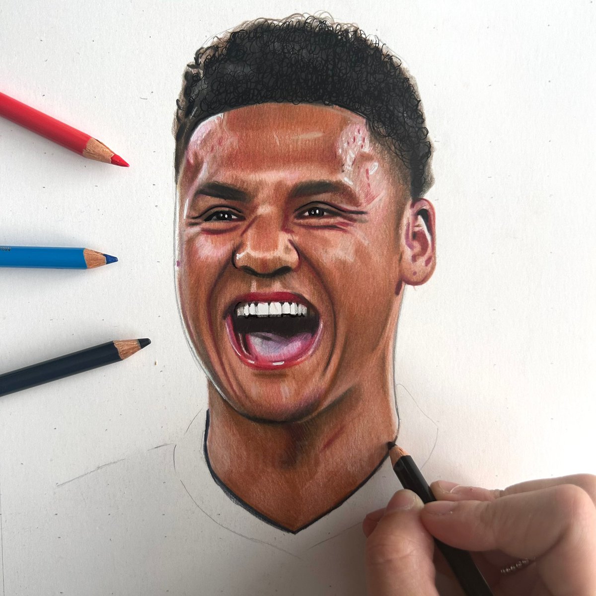 creative_a_r_t's tweet image. Drawing in progress of Ollie Watkins. Please share ✏️