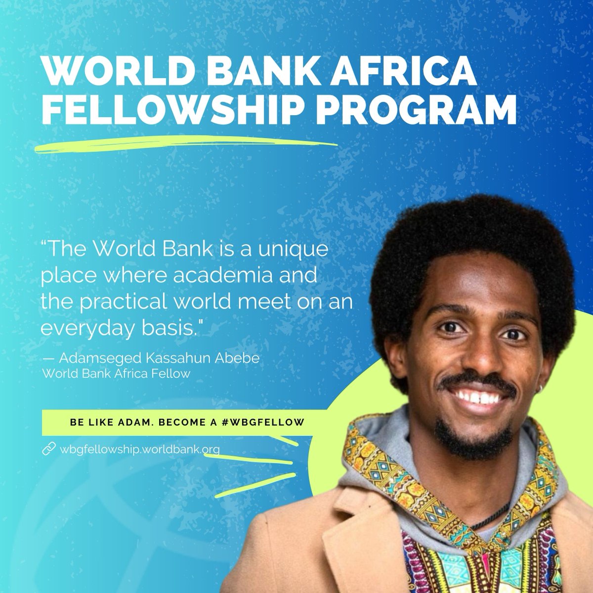 Want to bridge academia and practical development work? Read Adam Abebe's story as a <a href="/WorldBankAfrica/">World Bank Africa</a> fellow and apply for the 2025 Africa Fellowship by Aug 25: wrld.bg/TQFq50SAq5F #WBGfellows