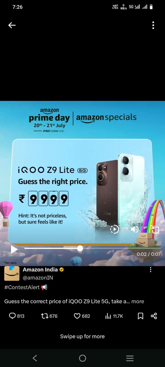 Techyav's tweet photo. @amazonIN With Offers ₹9,999
#AmazonSpecials
#AmazonPrimeDay
#DiscoverJoy https://t.co/D9ZAfUHjB9