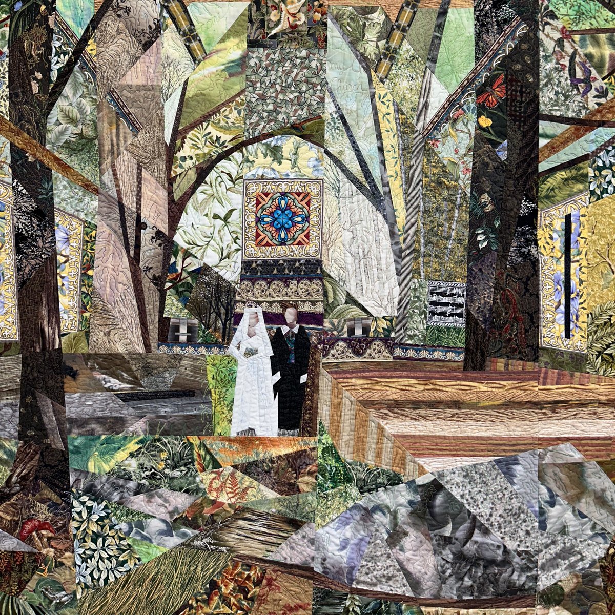 MomentumGallery (@momentumavl) on Twitter photo Composed of jewel-toned and patterned fabrics, artist Ann Harwell's detailed, quilted tapestries transform fractured and prismatic planes into a holistically diverse unity.
"Church in the Wildwood"
Art quilt
71 x 65 inches
#momentumgallery #52broadway #quilting #contemporaryart Composed of jewel-toned and patterned fabrics, artist Ann Harwell's detailed, quilted tapestries transform fractured and prismatic planes into a holistically diverse unity.
"Church in the Wildwood"
Art quilt
71 x 65 inches
#momentumgallery #52broadway #quilting #contemporaryart