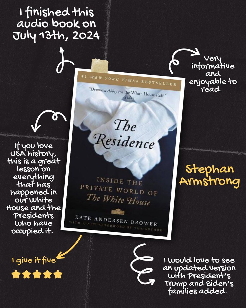 Regardless of who our President is, I have always been fascinated with the office itself and the history of it. This book has gr8 insight and the author <a href="/katebrower/">Kate Andersen Brower</a> did a gr8 job putting all of its stories together. I just hope she comes out with an updated version in the future.