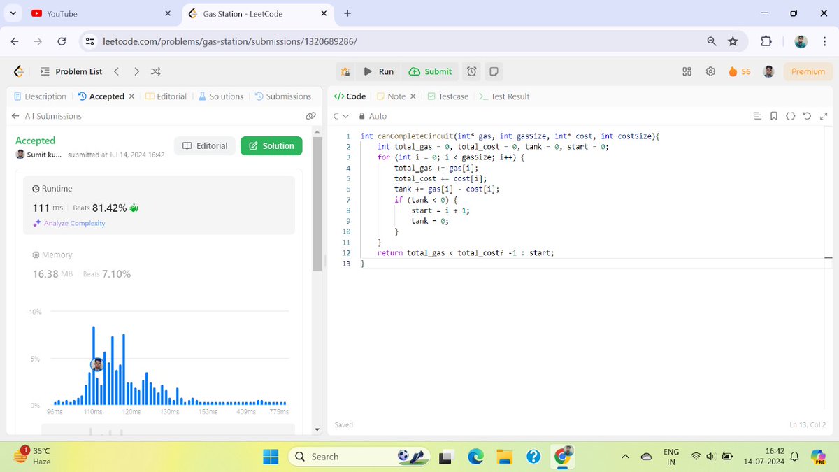 sumit_raj02's tweet photo. 👨‍💻👨‍💻 Day 17/21 days challenges on leetcode @codespaceclub #leetspace https://t.co/t7mQ3Q482r