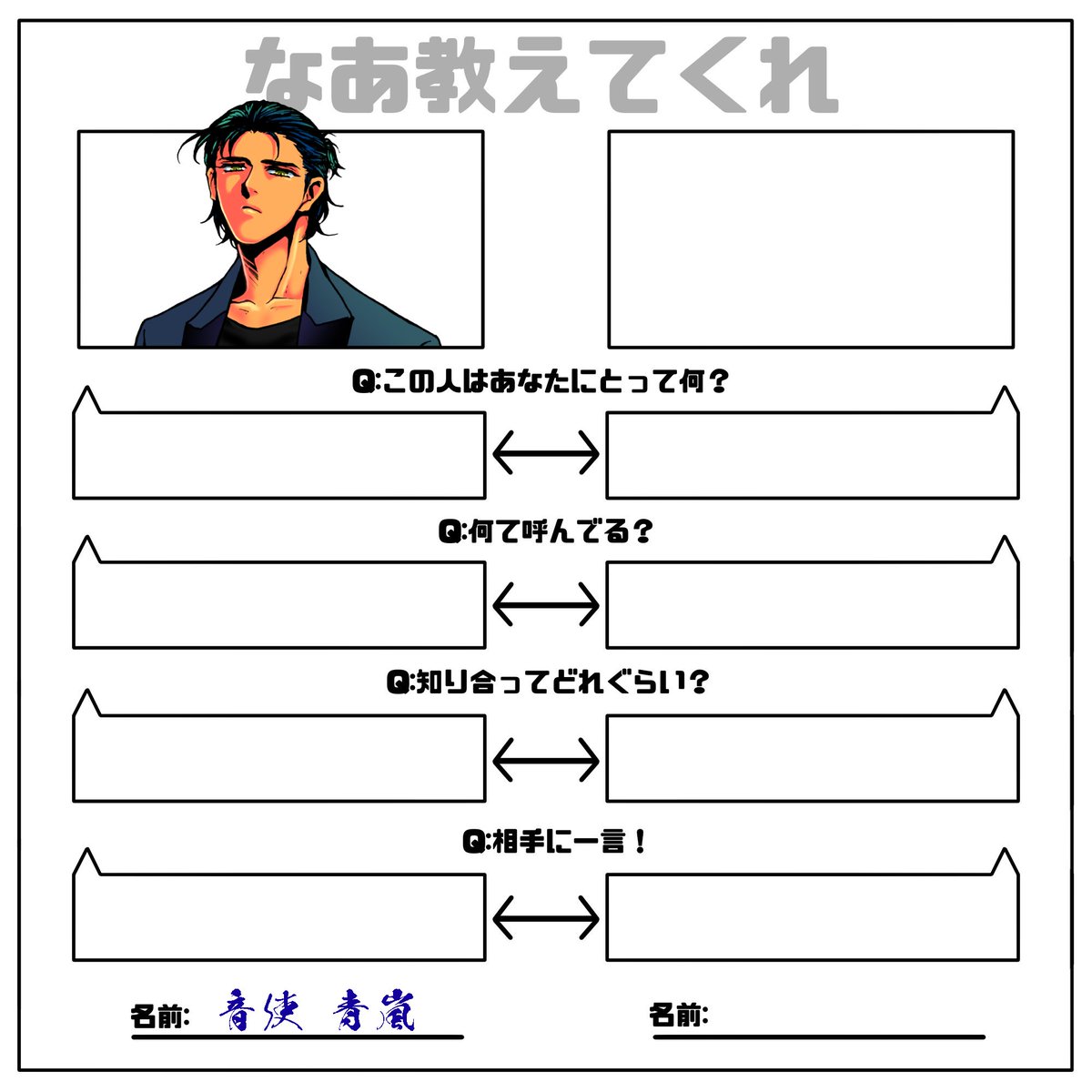 テンプレ先に埋めておいたのでいつメン記入してくれたら残りも埋めるのだ〜よよしく。 