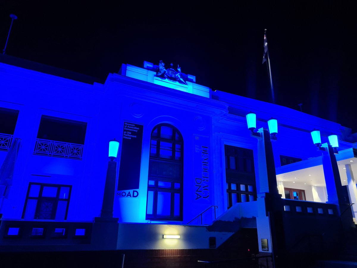 DiabetesAus's tweet photo. A fitting and symbolic end to Day 1 of National Diabetes Week 2024 with key monuments across Canberra, including Old Parliament House, lit up blue.

Learn more about our ‘Unite in the fight for tech’ campaign https://t.co/txhYMwFGIL

#NationalDiabetesWeek 
#NDW24 
#UniteForTech https://t.co/EK8XlYBXlM