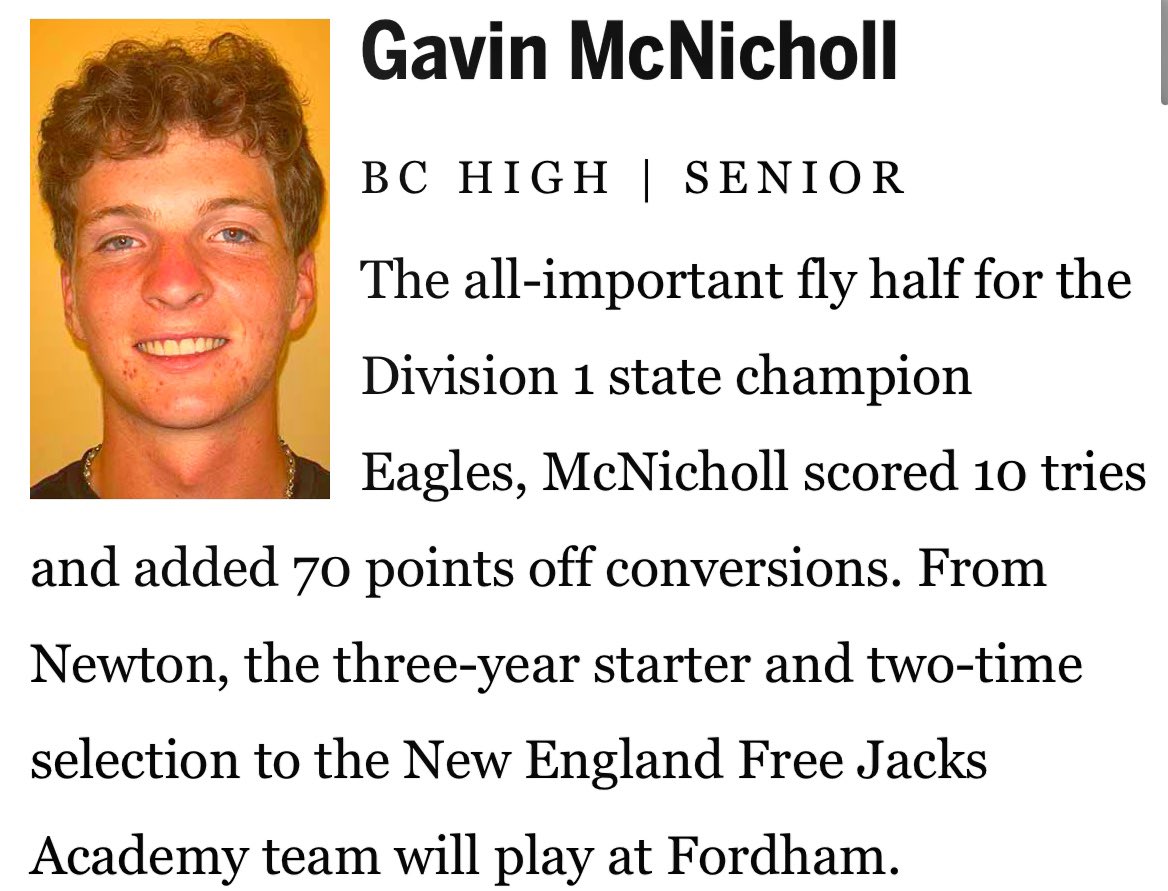 #theSIX

<a href="/GlobeSchools/">Boston Globe Schools</a>  Spring All Scholastics 
                        𝐑𝐔𝐆𝐁𝐘🏉
<a href="/Rugby_BCH/">BC High Rugby</a>