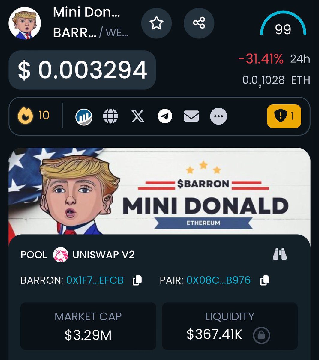WhaleFUD's tweet photo. Barron Trump is the future president

whalefud.eth started buying $BARRON https://t.co/BNopa054eJ