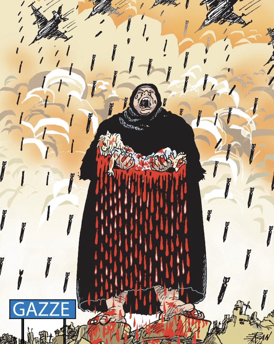 Anne girmem bu oyuncak dükkânına; Orda toplar, tayyareler, tanklar var.
Seviyorum söğüt dalı atımı; Tekme atmaz, ısırmaz…
Ben yaşamak istiyorum; Ağaç gibi sessiz sessiz ve rahat.
…

Cahit Irgat

<a href="/Ciziyorumm/">ercan akyol</a> #gazze