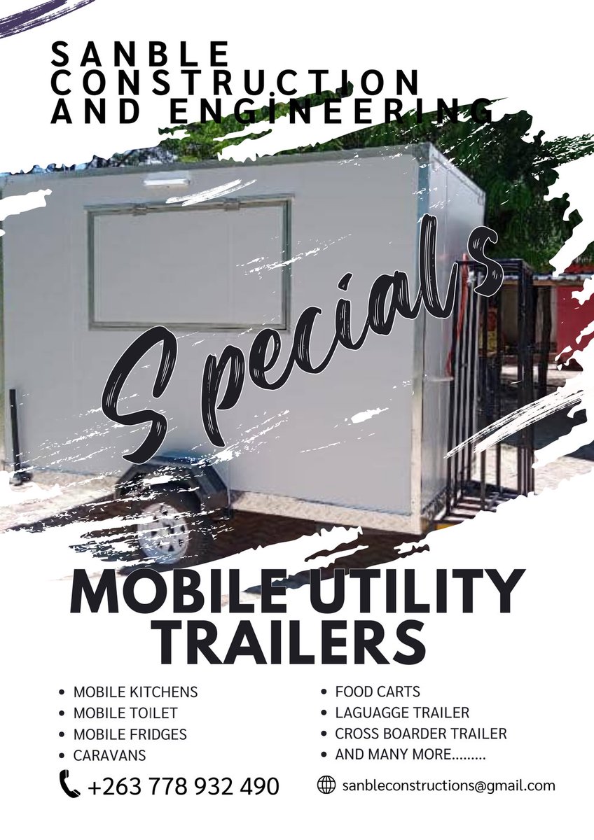 blessingchiri's tweet photo. @redmarketsunday @iMisred Mobile utility trailers. Kitchens, Toilets, Fridges, Caravans and many more Call App 0778932490 @iMisred @redmarketsunday https://t.co/Ff9nAWNG7L