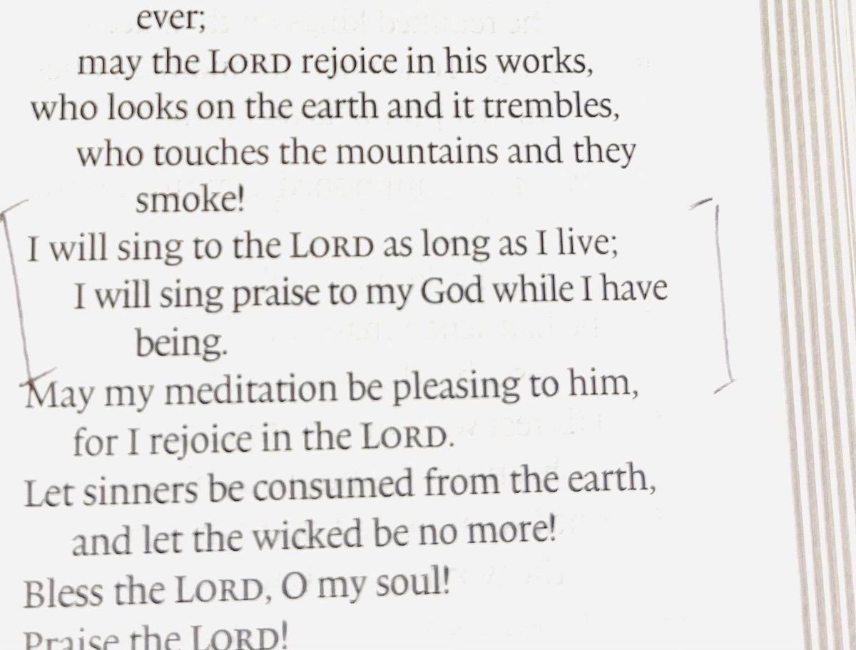 I will sing to the Lord as long as I live;
I will sing praise to my God 
while I have my being. 
May my meditation be pleasing to him,
for I rejoice in the Lord. 
Psalm 104:33-34
#iLoveSundays