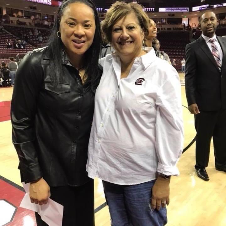 This is my mom who beat colon cancer but sadly passed in ‘23. One of her greatest joys was rooting on the Lady Gamecocks, being there to see y’all cut down the nets in MN in ‘22. Speeches like this made <a href="/dawnstaley/">dawnstaley</a> her inspiration. Thank you coach and will keep paying forward!