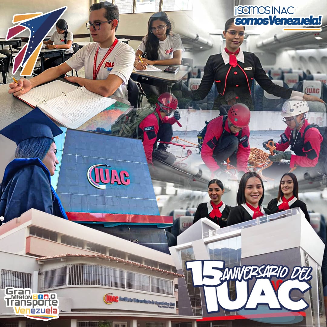 inac_ve's tweet photo. En el #INAC nos enorgullece felicitar al @IuacVenezuela al cumplir un año más de su creación, siendo la única institución nacional en ofrecer a los jóvenes la posibilidad de cursar estudios superiores en carreras  aeronáuticas. ¡Nuestro agradecimiento a toda su fuerza laboral!

¡Feliz aniversario #IUAC!✈️🇻🇪