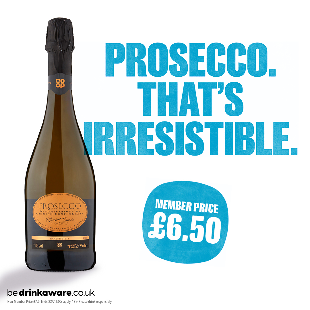 Summer deserves great fizz 🥂
<a href="/coopuk/">Co-op</a> Members now save on Irresistible Prosecco 🙌
Find out more and sign up to get access to great Member prices this summer 👉 coop.uk/3VIearD