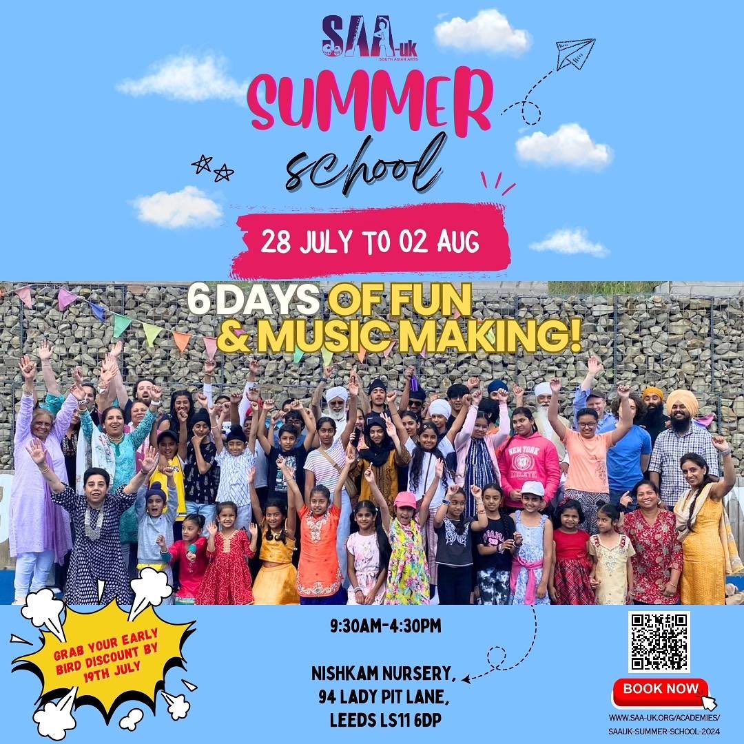 Music:Leeds (@musicleeds) on Twitter photo The team at <a href="/southasianartuk/">South Asian Arts-uk</a> are offering a discount for their summer school if you book before the 19th July!
Book your place here 👉 bit.ly/3Lm1jGE The team at <a href="/southasianartuk/">South Asian Arts-uk</a> are offering a discount for their summer school if you book before the 19th July!
Book your place here 👉 bit.ly/3Lm1jGE