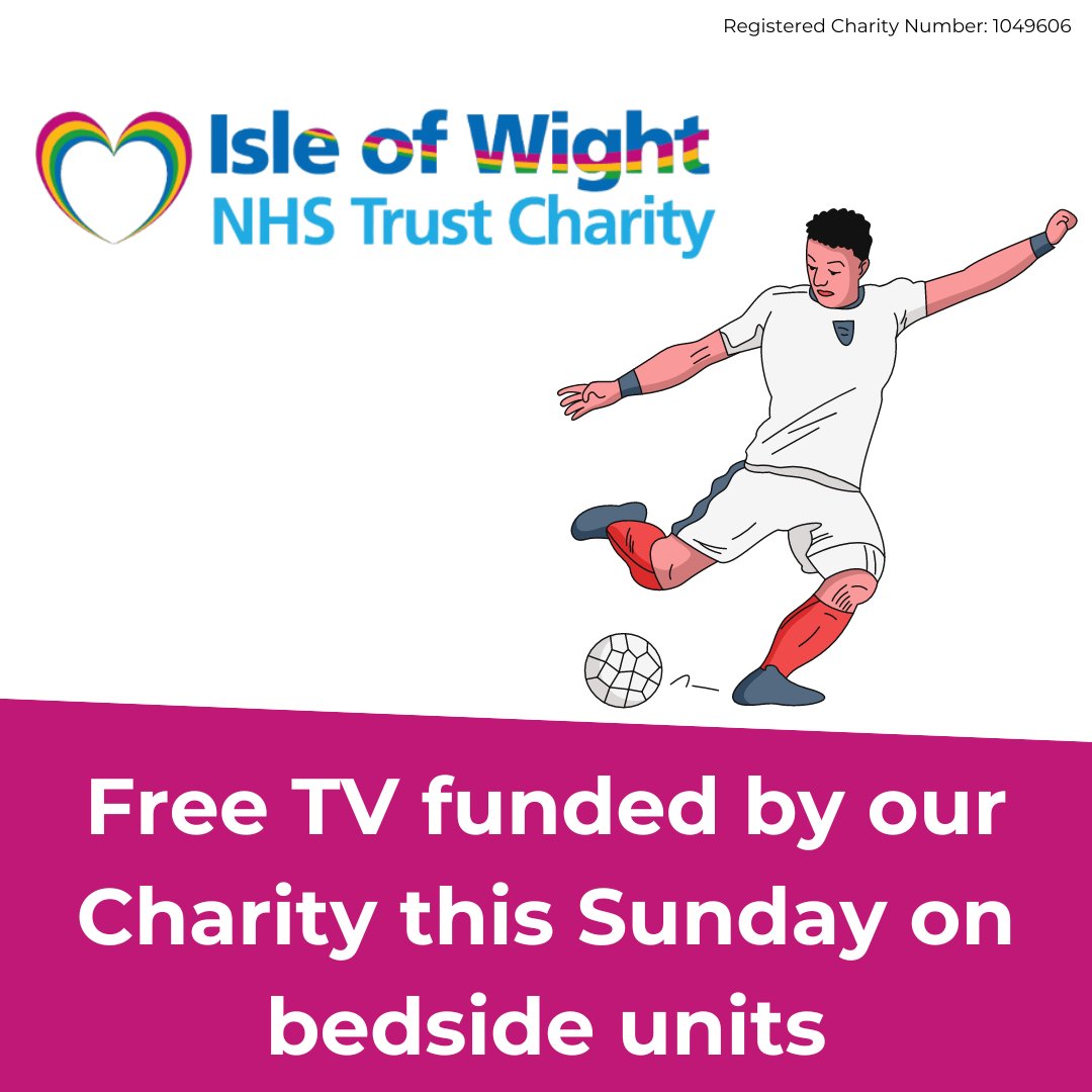 With thanks to our IOW NHS Trust Charity we're pleased to offer our patients free hospital bedside TV on Sunday so no one will miss out with England being in the Euro finals! If your loved ones are in hospital, please share this good news with them ⚽ 🎉