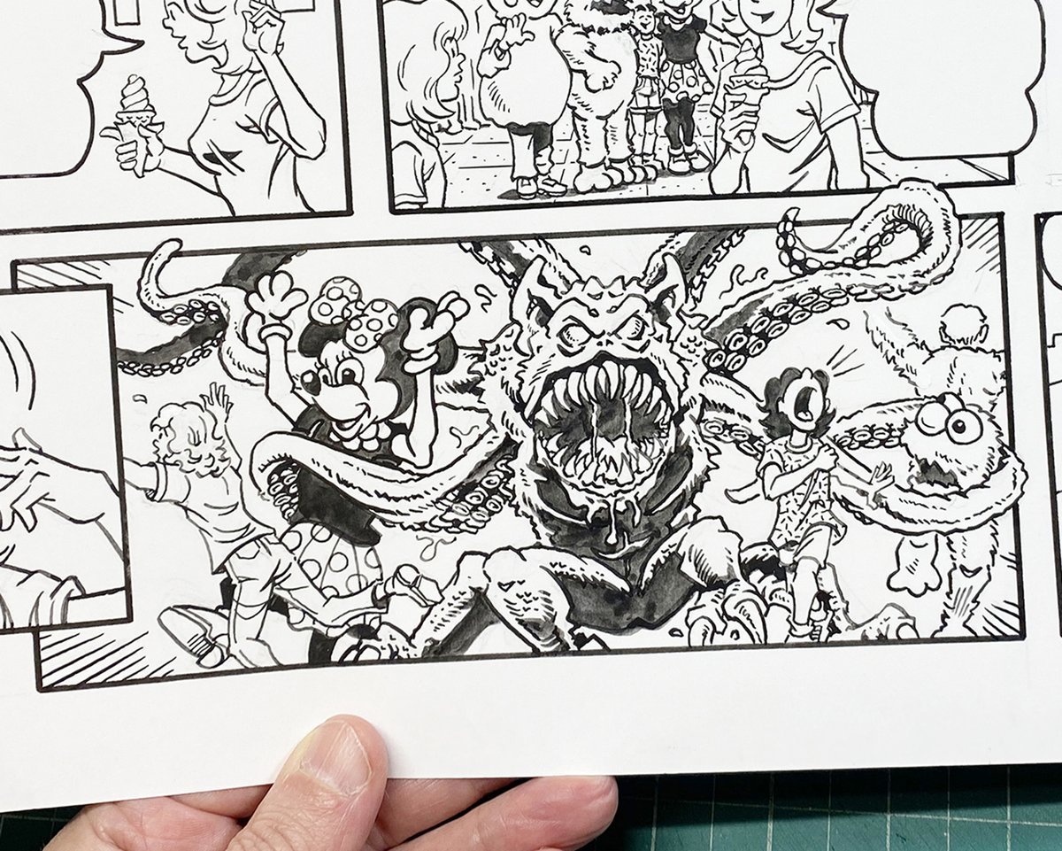jim_keefe's tweet photo. Pen and ink for today’s Sally Forth (7/14) followed by the Stephen Bissette art that inspired the creature I drew. Behind the scenes at https://t.co/EpRBe0GCa3 #SallyForth #penandink https://t.co/ePFwkI13ik