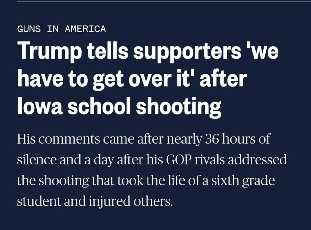 After an Iowa child was shot to death in his school earlier this year, Donald Trump told us we had a 36 hour window to be concerned about the shooting tragedy.