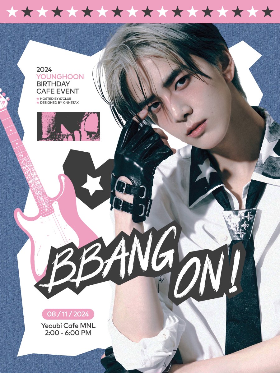 sixtysevenclub's tweet photo. ᯓ★ BBANG ON! 

A #YOUNGHOON
BIRTHDAY CSE
by 67CLUB 🎵

August 11, SUN
Yeoubi Cafe Dapitan
2PM — 6PM

MORE DETAILS SOON. https://t.co/wO9MwTkS5h