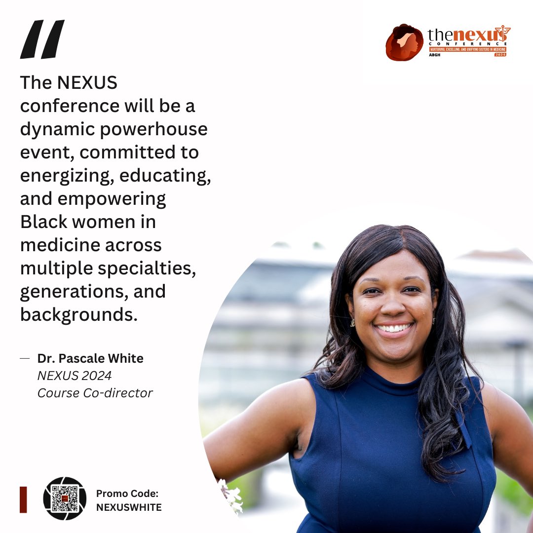 ABGH (@blackingastro) on Twitter photo Dr. Pascale White (<a href="/PascaleWhite1/">Pascale M. White, MD, MBA, MS, FACG</a>), Course Co-Director of The NEXUS, tells us why YOU need to be with us in NYC this fall for an experience gathering close to 300 #Blackwomeninmedicine.
When: September 27-29, 2024
Where: The Times Center, NYC
🔗 bit.ly/ABGHNEXUS24reg… Dr. Pascale White (<a href="/PascaleWhite1/">Pascale M. White, MD, MBA, MS, FACG</a>), Course Co-Director of The NEXUS, tells us why YOU need to be with us in NYC this fall for an experience gathering close to 300 #Blackwomeninmedicine.
When: September 27-29, 2024
Where: The Times Center, NYC
🔗 bit.ly/ABGHNEXUS24reg…