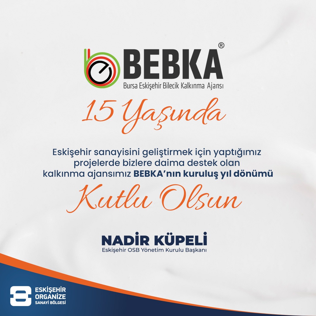 OsbEskisehir's tweet photo. BEBKA 15 Yaşında

Eskişehir sanayisini geliştirmek için yaptığımız projelerde bizlere daima destek olan kalkınma ajansımız BEBKA’nın kuruluş yıl dönümü kutlu olsun.

@TCBEBKA

#bebka #kalkınmaajansı https://t.co/x8V06OjKtw