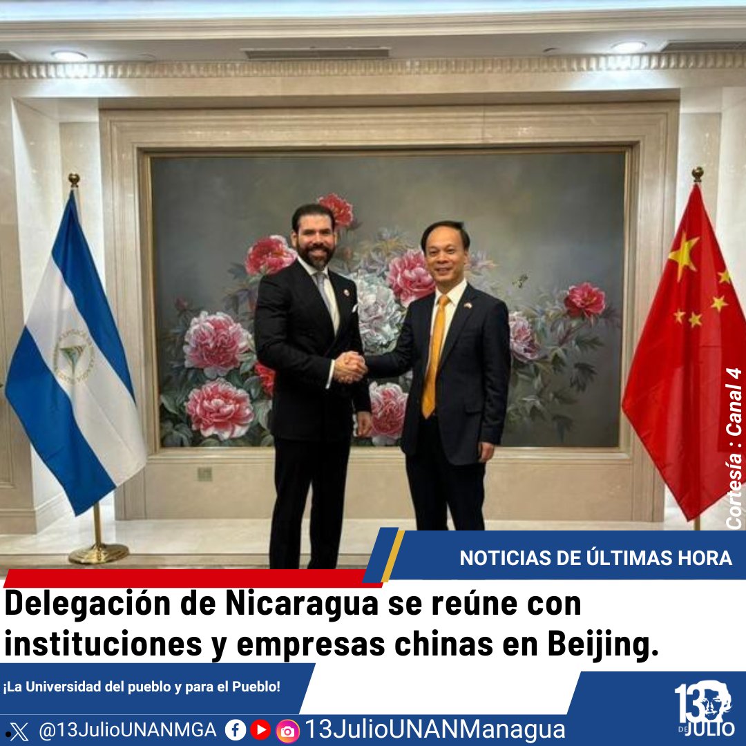 La Delegación del Gobierno de Nicaragua en Beijing asistió al Foro de Cooperación de China y se reunió con empresas chinas que tienen proyectos en Nicaragua.
#4519SiempreMásAllá #Nicaragua #4519LaPatriaLaRevolución 
 #SoyCSM #SomosUNAN