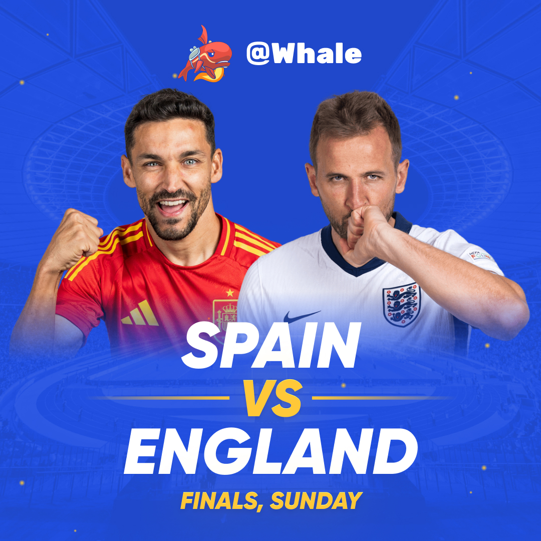 WhaleGames_en's tweet photo. ⚽️EURO 2024 FINAL today 19:00 UTC! ⚽️

🇪🇸 Spain vs England 🏴󠁧󠁢󠁥󠁮󠁧󠁿

Who do you think will win?
👇Comment down below who will win and we will raffle 20 winners who guess the right winner - each one gets 20 USDT!
💰Prize pool - 400 USDT

*Comment needs to be sent before the game starts
