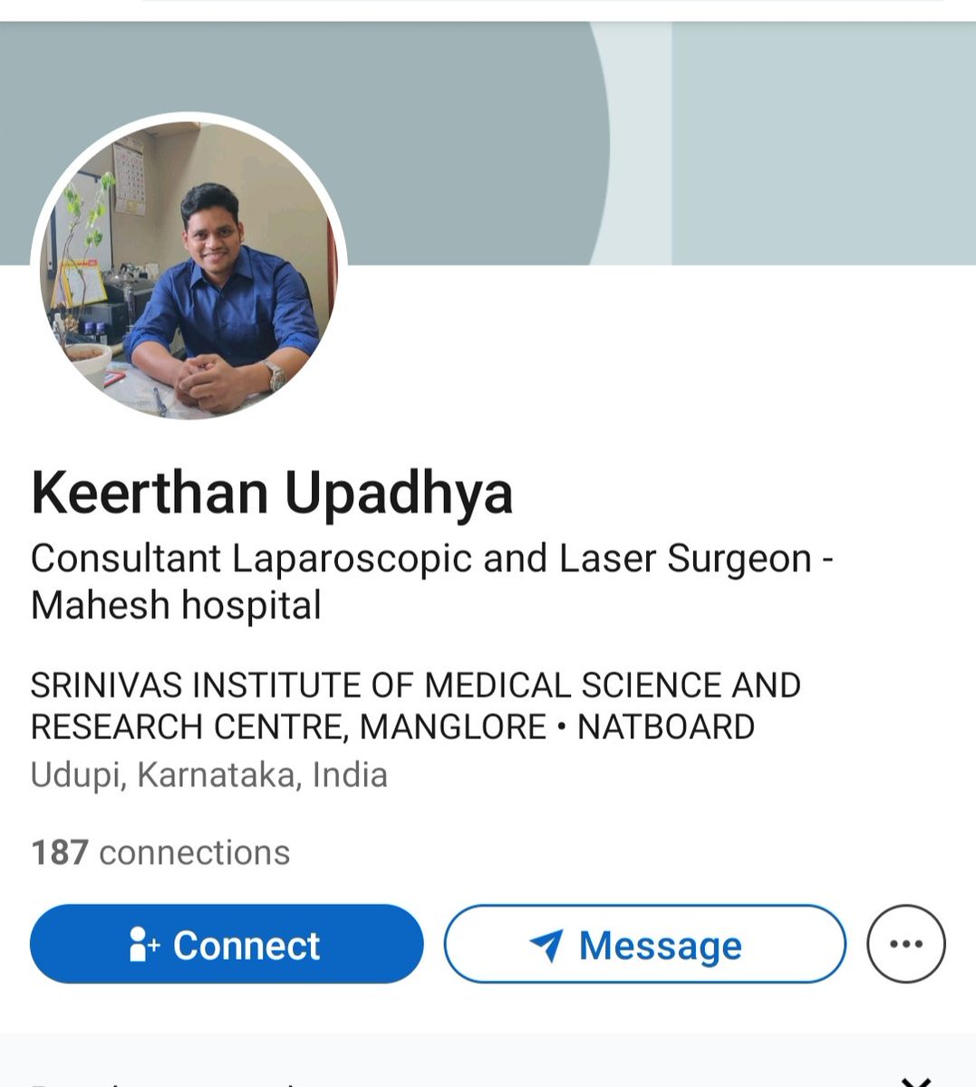 ChekrishnaCk's tweet photo. Keerthan Upadhya a doctor at Mangalore hospital wants one community to be deleted from the planet. 

Is he even mentally fit to treat the patients ? 
@dineshgrao 
@MaheshHospital https://t.co/NtlG5Sfazi