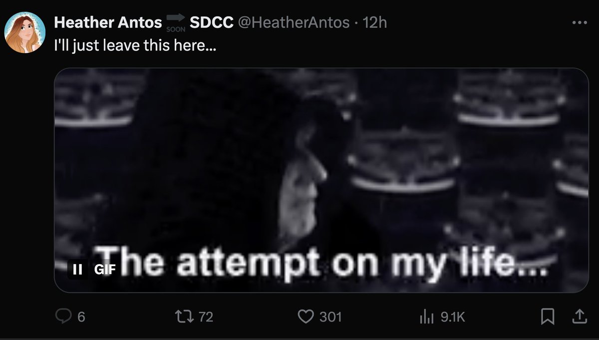 jondelarroz's tweet photo. Heather Antos used her platform to compare Trump to Palpatine after someone attempted to kill him. No remorse. This is who IDW and the comic industry at large hires and promotes. https://t.co/0rSLEAP9bC