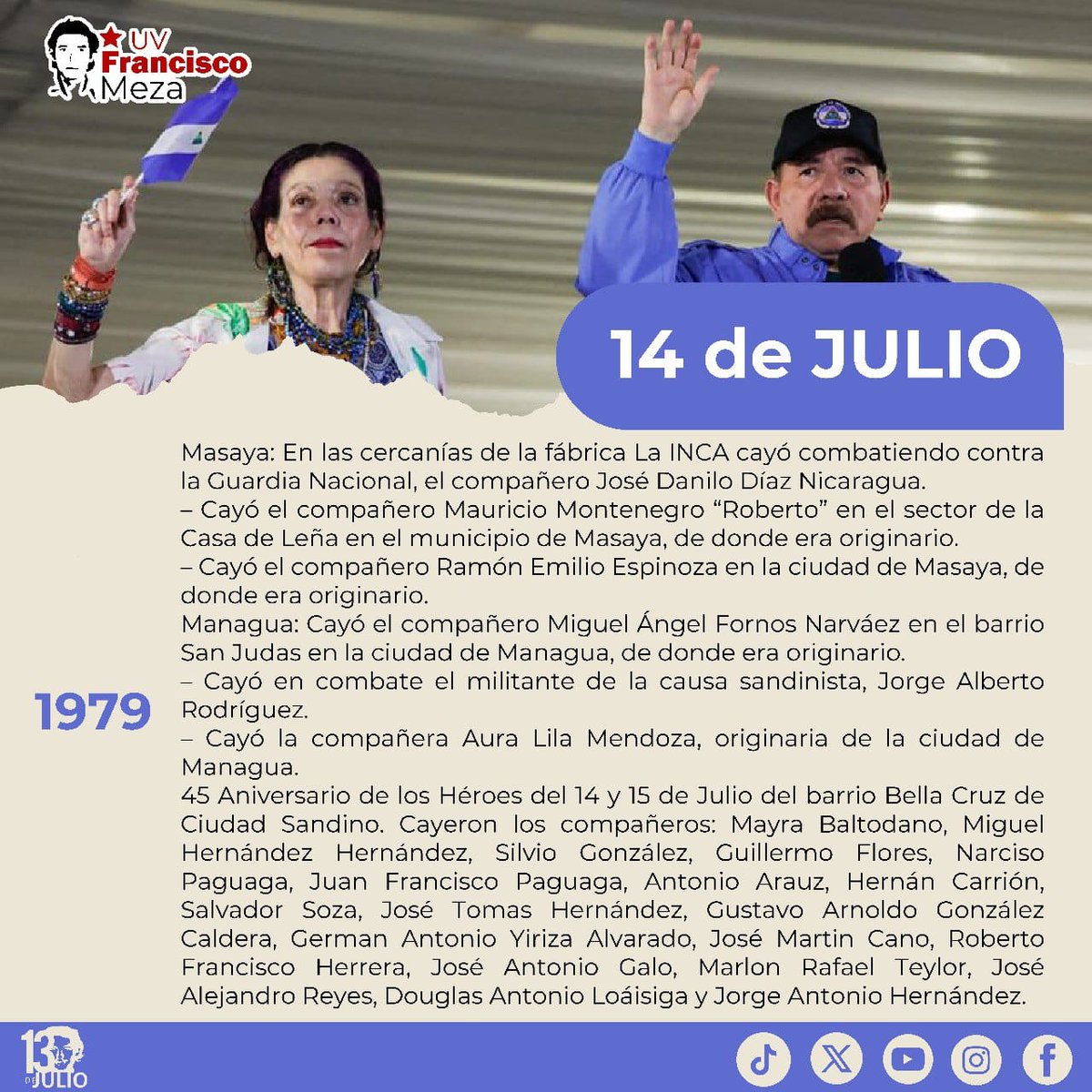 13JulioUNANMGA's tweet photo. Efemérides de la Revolución 
✊🏼🇳🇮🖤❤️
#SomosUNAN
#4519LaPatriaLaRevolución
#4519SiempreMásAllá
#ManaguaSandinista https://t.co/WiZ6xdyNzi