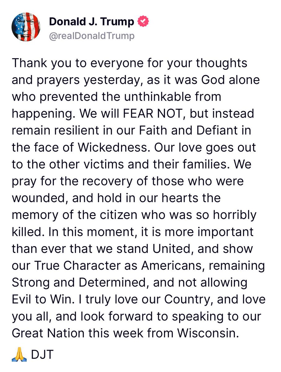 RileyMooreWV's tweet image. ‘WE WILL FEAR NOT' 🇺🇸

God saved President Donald Trump for a reason.

Please continue to pray for the other victims and their families.