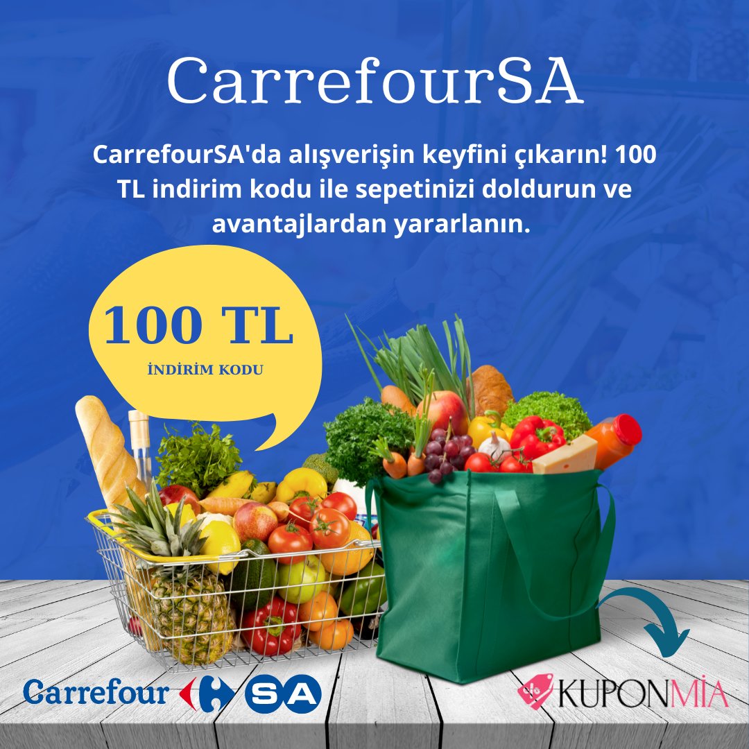 KuponMia's tweet photo. CarrefourSA'da alışverişin keyfini çıkarın! 100 TL indirim kodu ile sepetinizi doldurun ve avantajlardan yararlanın. 🛒💸 👇

https://t.co/2Z4okERLFf

#carrefoursa #carrefoursaindirimi
#carrefour #marketindirimleri #indirimkuponu #indirimkodu #indirim #kampanya #DonaldTrump https://t.co/6Fz8bMss7S