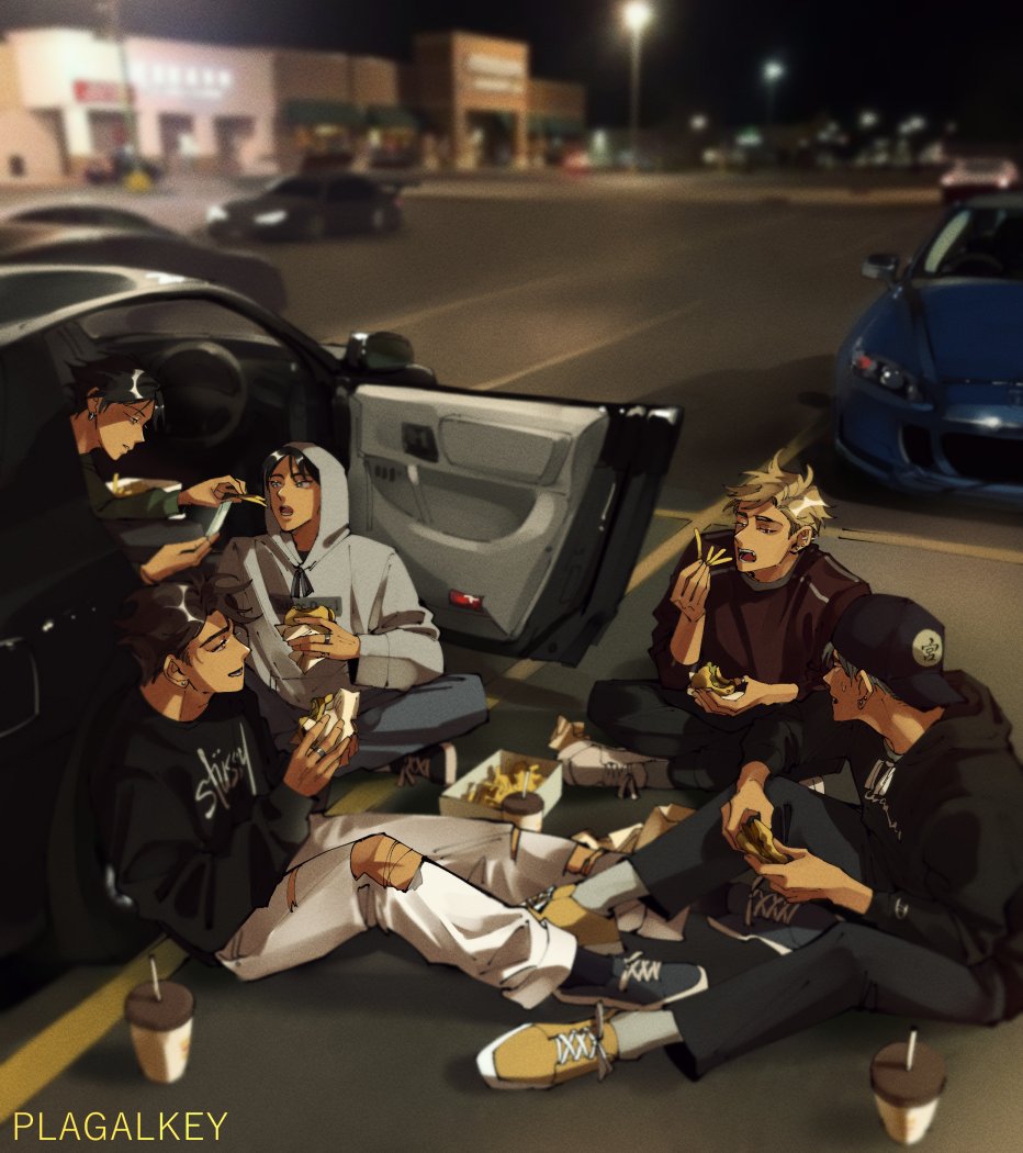 plagalkey's tweet photo. late night takeout (street racing au) 
#atsuoikage #sunaosa #haikyuu https://t.co/77vi9YoySz