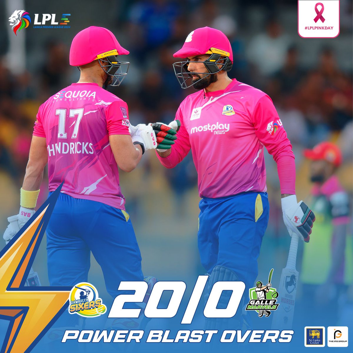 LPLT20's tweet photo. Powerblast overs are done, and Strikers add 20 runs to their tally.

They now need 19 runs from 12 balls. Can they pull it off? 😎🙌💫

#LPL2024 #LPLPinkDay #LankaPremierLeague #LPLT20 #SriLankaCricket #SLC #CricketFever #T20Cricket https://t.co/YxYe4VbMtE