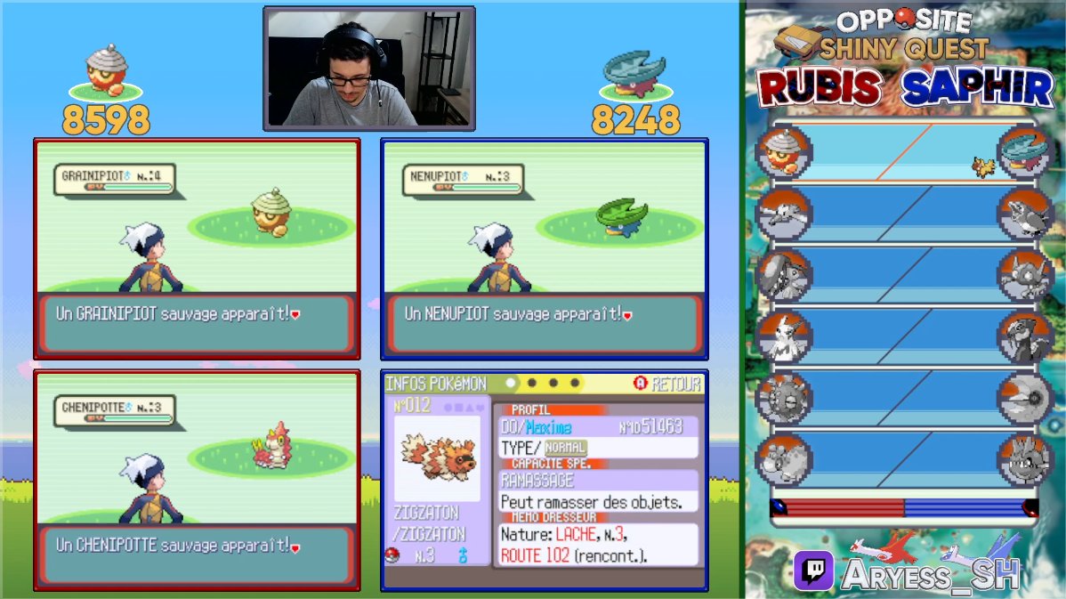 Aller le premier d'une longue ligné Zigzaton shiny ! Apres 8250 rencontres sur Saphir ! Go phase 3 pour Nenupiot