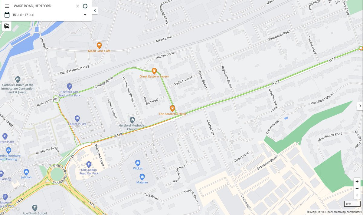 #Hertford #A119 <a href="/AffinityWater/">Affinity Water 🦆</a> will have temporary signals on A119 Ware Road junction Caxton Hill 15 – 17 July between 9:30am – 3:00pm due to essential utility maintenance work. More information: one.network/?GB139315586