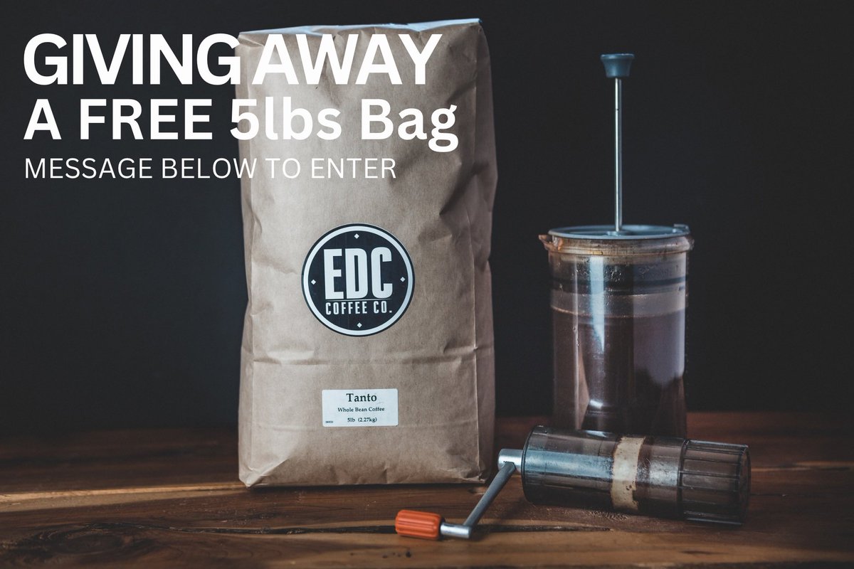 EDCCoffeeCo's tweet photo. GIVEAWAY!!!! We are giving a 5lbs bag away to one lucky person. Comment below to enter. —
—
#giveaway #edc #coffee #coffeegiveaway #everydaycoffee #edccoffee #5lbs #5lbsOfCoffee #coffeeTime #SmallBusiness #tanto #dropPoint #america #ForthOfJuly #July4th #getSome #EDCCoffeeCo https://t.co/sV8ddq0aji