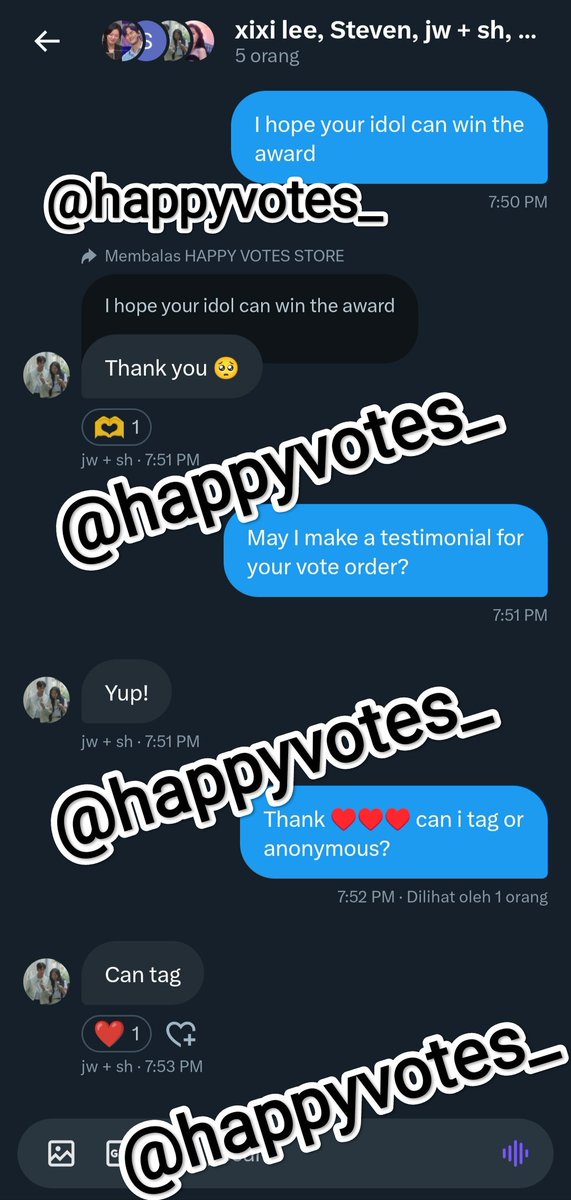 happyvotes_'s tweet photo. [130] 8 - 14 JULI 2024

IDOL CHAMP CHAMSIMS
SDA MALE &amp; FEMALE

50.400 ❤️  RUBY CHAMSIM
TERJUAL KEPADA @jiwshyun &amp; TEAM

terima kasih telah order di @happyvotes_ semoga selalu memberikan pelayanan yang terbaik kepada customer ♥️

--- AMANAH SELALU---

#HAPPYVOTESTESTI
#IDOLCHAMP https://t.co/ud9YTxPIfv