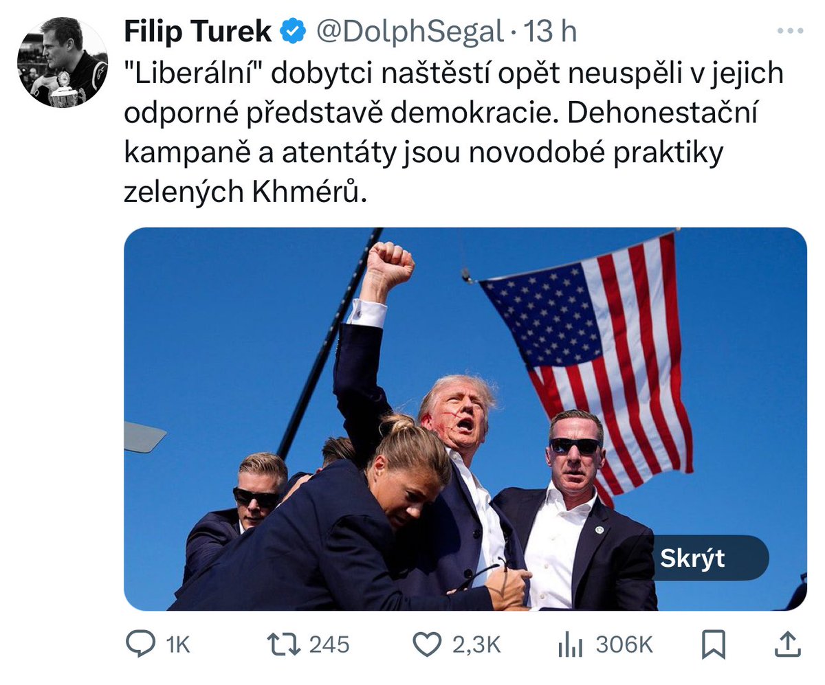 Ukázka taktiky krajní pravice. Ačkoli za atentátem na Trumpa stál člen republikánské strany, takže konzervativec, hází to na liberalismus a snaží se rozdělovat lidi. Klasická taktika “rozděl a panuj”, která odvádí pozornost od toho hlavního: Z politiky Turka mají prospěch bohatí