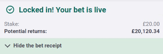 🚨 1005/1 SPAIN VS ENGLAND LONGSHOT BET BUILDER IS READY!

• £20 returns £20,120
• Fully researched
• Won 781/1, 234/1 and 130/1 bet builders recently

SMASH LIKE ♥️ if you want a look.