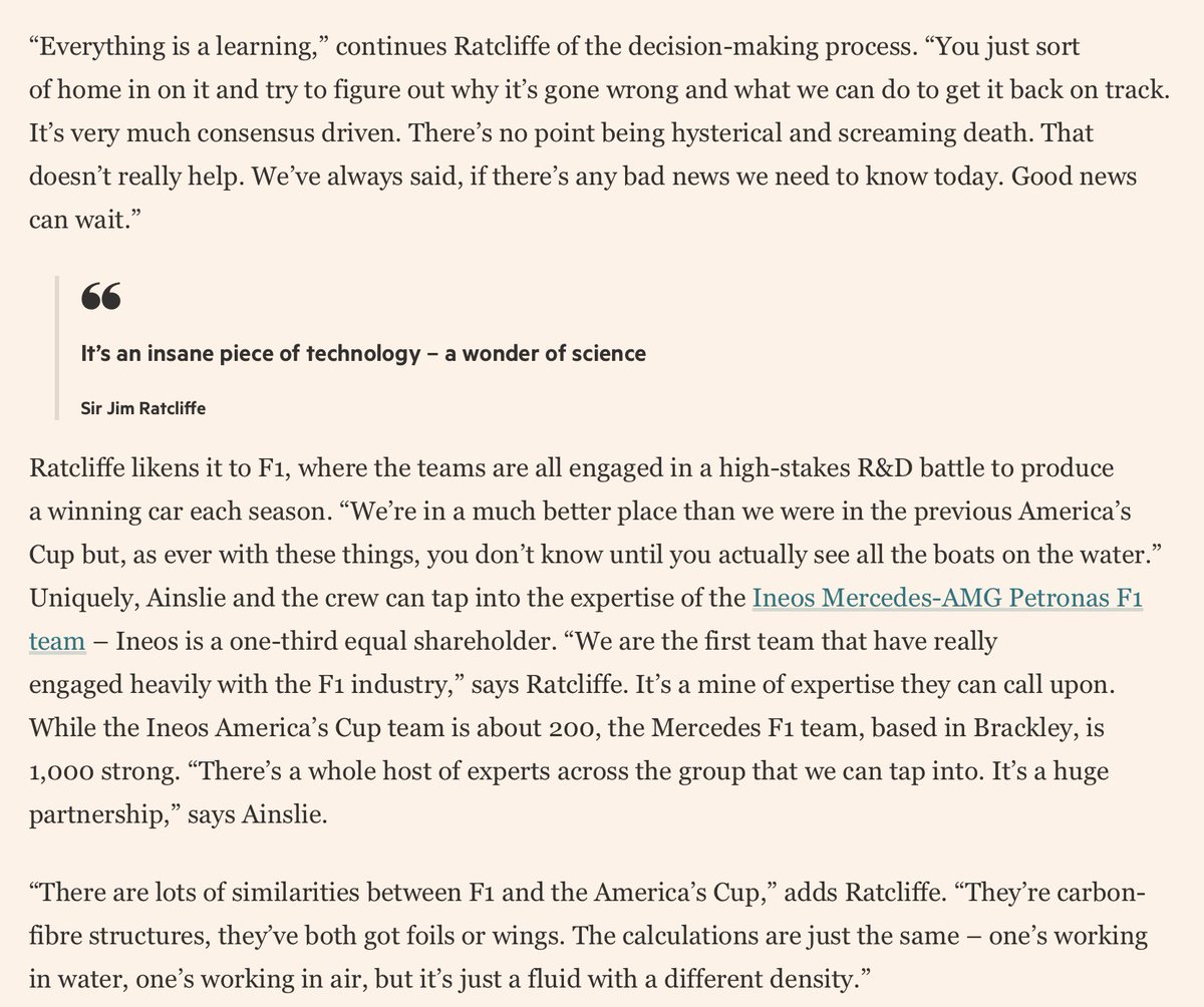 “Everything is learning…. Good news can wait.” It’s a recurring theme that successful teams &amp; leaders focus on learning &amp; solving problems, rather than polishing their pride w/positives-Can Ben Ainslie and Jim Ratcliffe win the America’s Cup for Britain? on.ft.com/3zHRGzC