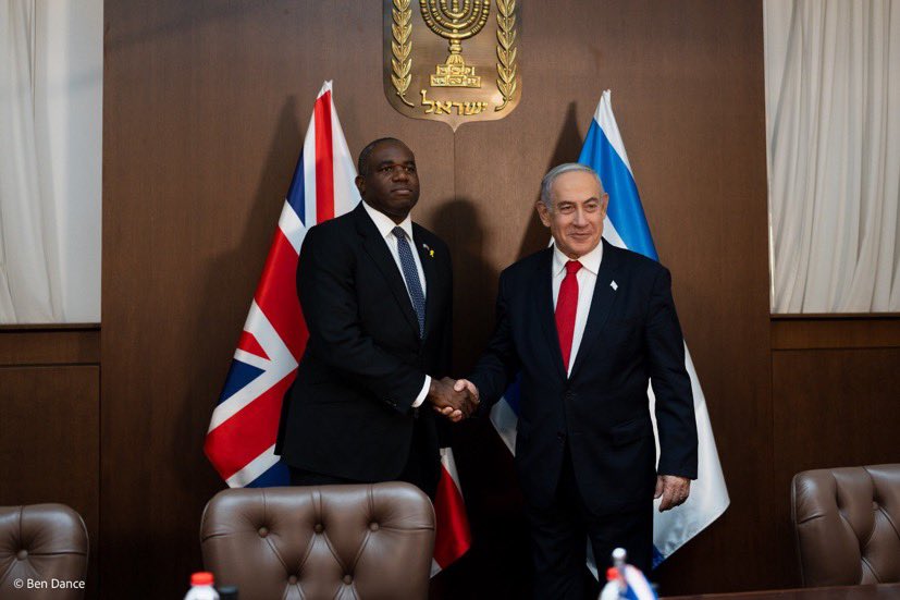 🚨 NEW: Foreign Secretary David Lammy has met with Israeli President Benjamin Netanyahu and Palestinian Authority PM Mustafa to discuss an immediate ceasefire and “a pathway towards” a two-state solution