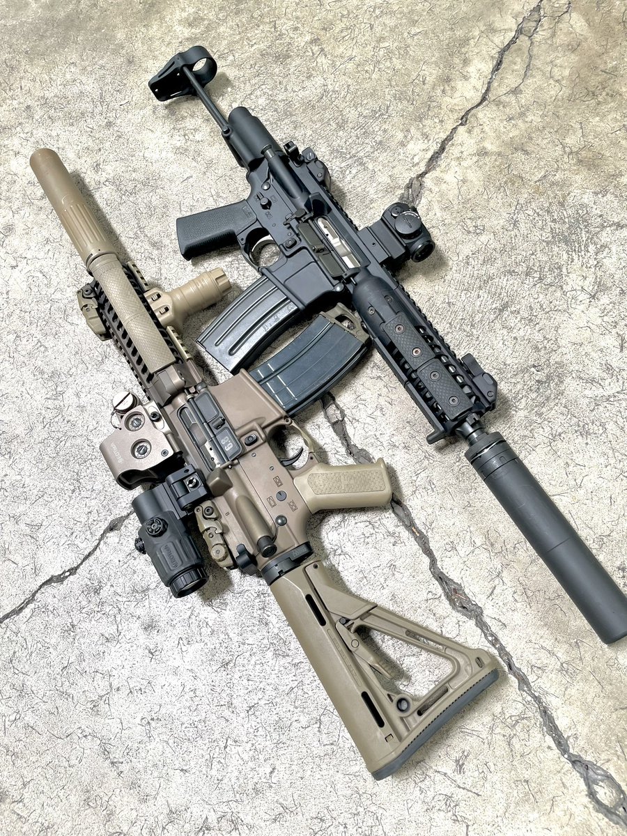 2AFulfillment's tweet photo. Two older LWRCs. On the left is an M6A2 in 6.8spc. This model is in their MRE (I think multi regional earth) anodized color. This finish was only available for a short time. In the right is a PDW in 556 https://t.co/4G6uGpGWAP