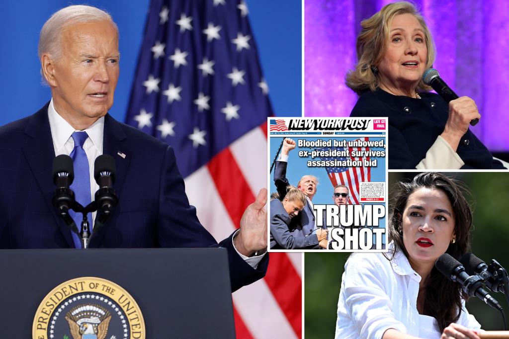 nypost's tweet photo. How Democrats relentlessly dialed up violent rhetoric against Trump before assassination attempt — comparing him to Hitler https://t.co/DWUWUn5VkY https://t.co/whZuUqdPQI
