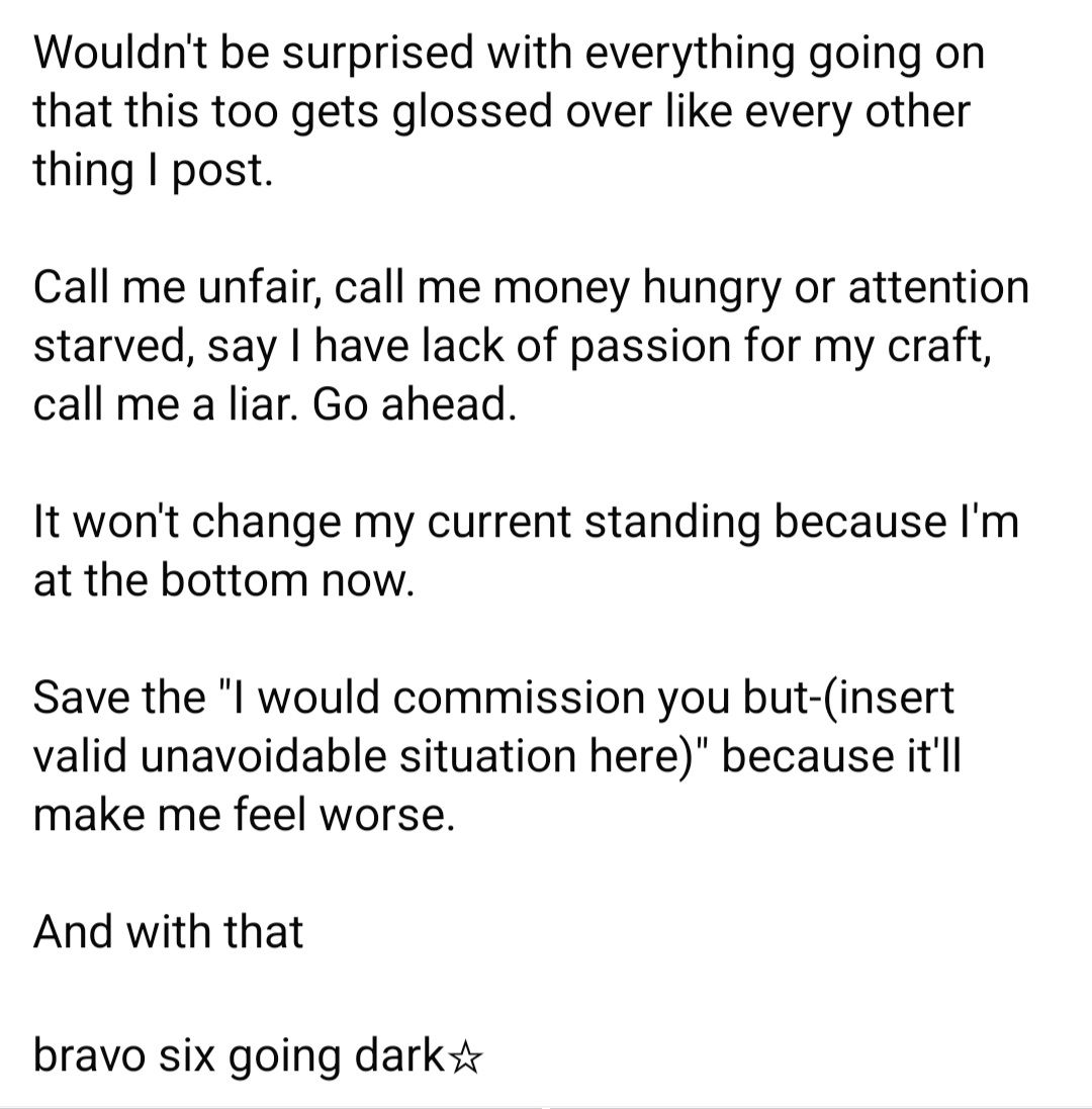 FenOutOfTen's tweet photo. add. context for ventposting

ive been at this for too long with negative payout and honestly

exhausted https://t.co/cBikMEnFtd