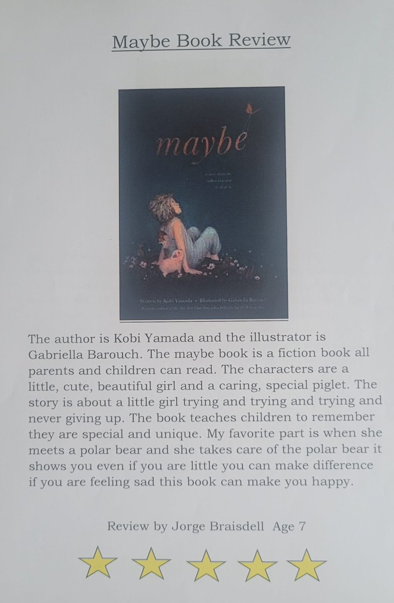 GwenfroS's tweet photo. We have been busy reviewing our class book Maybe by @Kobiyamada We used our ICT skills to produce the final piece. #enterprisingcreativecontributors #classbook #reading #TeamGwenfro https://t.co/tF1n1H6lsX