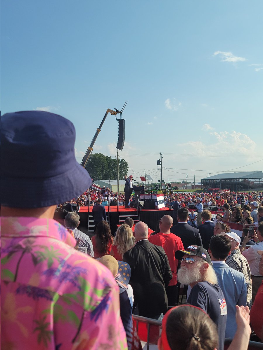 I took this picture seconds before everything happened. <a href="/Corey_Comper/">Corey Comperatore</a> was seated not far behind me and to my right. He was the victim killed. He died protecting his wife, daughter, and possibly others in our section. God, bless him and his family.