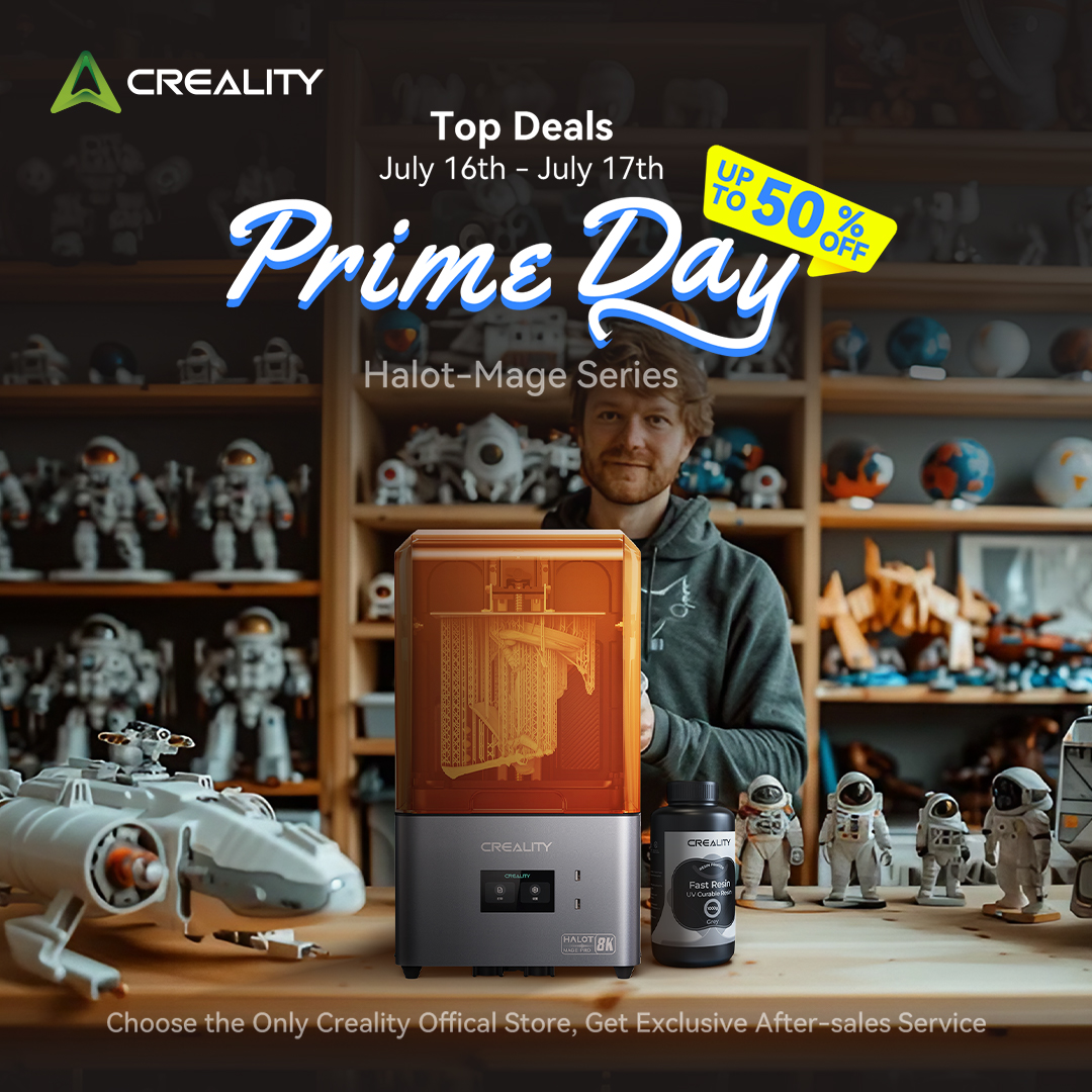 Creality3dP's tweet photo. Amazon #PrimeDay is almost here, #Creality is offering fantastic discounts, up to 50% 🛍️
Perfect Time to start #resinprinting n get more resin from #AmazonPrimeDay, for immaculate prints
Glance First👉https://t.co/dCPdLbL48N
#creality #halotmagepro #3dprinting #sla #3dprinter https://t.co/2qa3IGT7DI