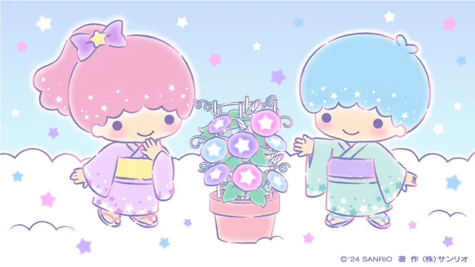 朝顔の花が咲くと、優しく微笑むお星さまに会えるんだ☆ 